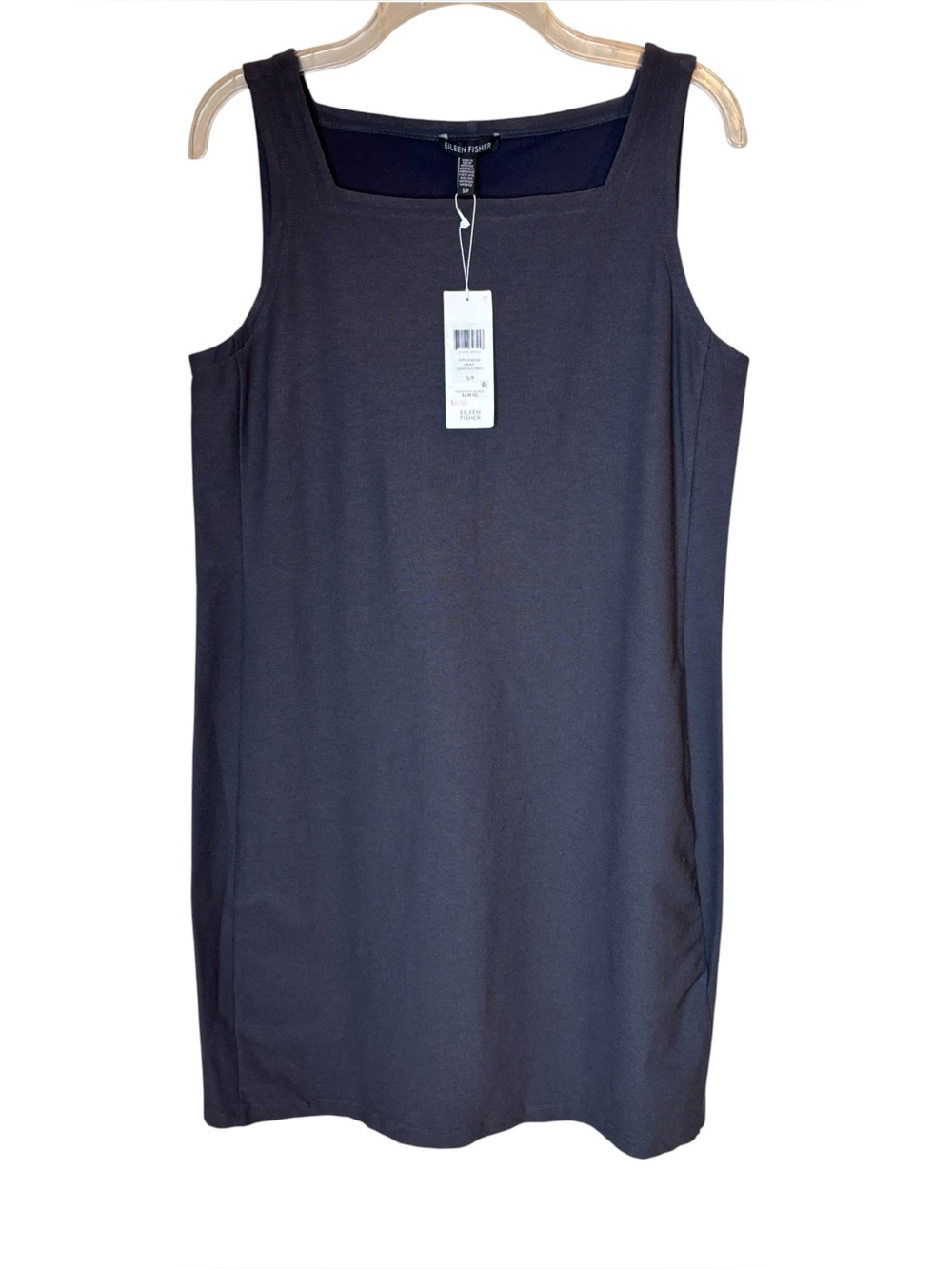 Eileen Fisher NEW Washable Stretch Crepe Dress Small Graphite Gray Minimalist